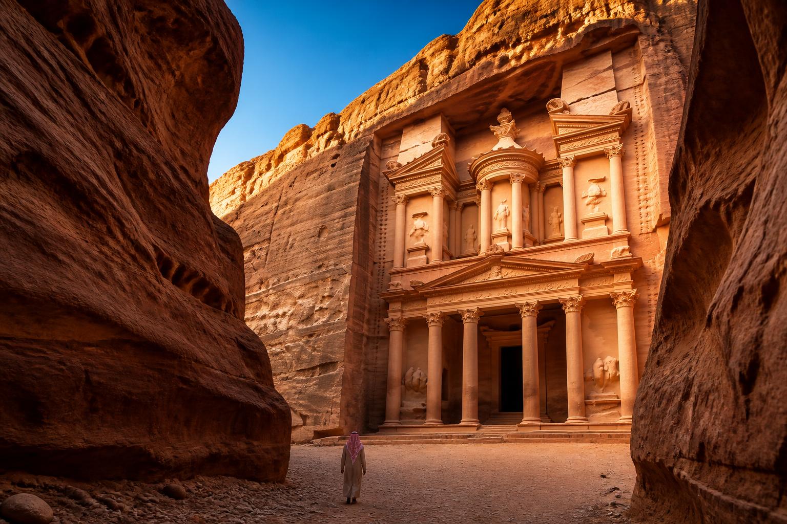 The Treasury at Petra framed by the Siq
